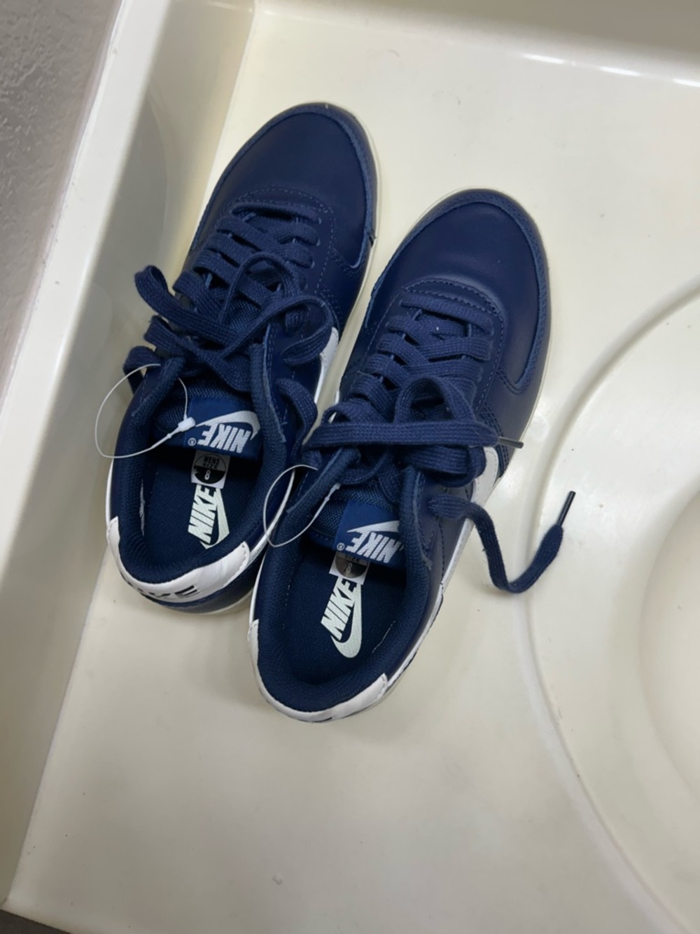 Nike Navy Blue and White Low-Top Sneakers